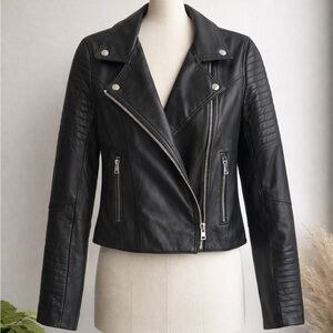Mika Yoga Wear Classic Black Leather Jacket